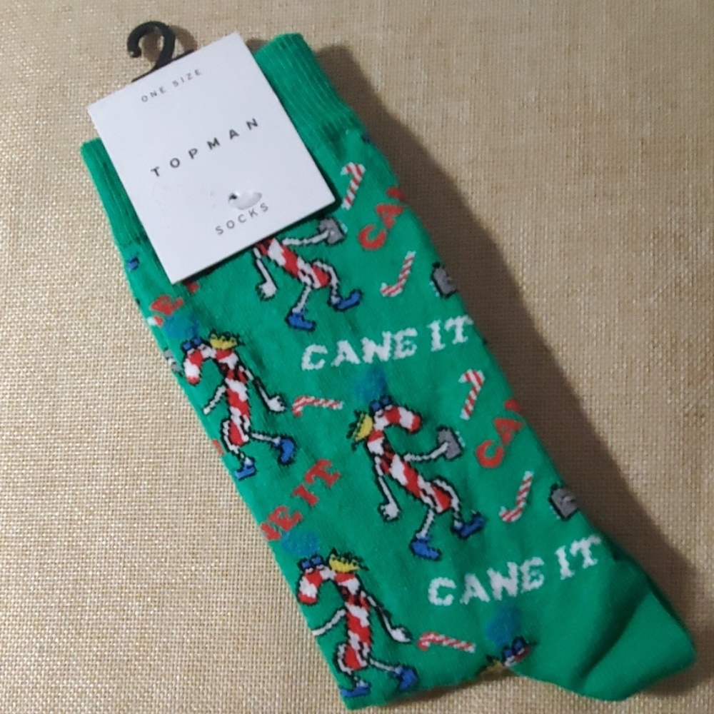 Topman Green Candy Cane Christmas Socks